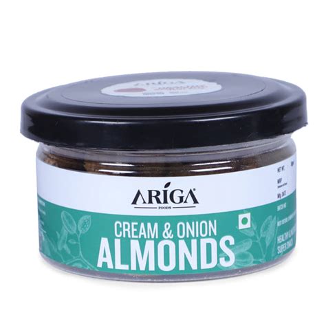 Cream & Onion Almonds 80g | Roasted 100% Premium Badam – Ariga Foods