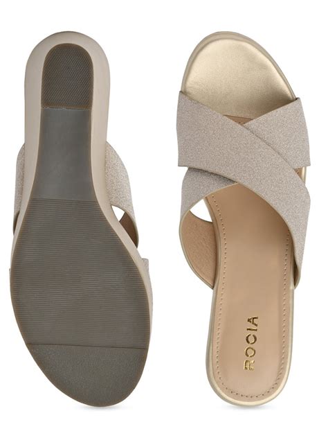 Shop Rocia By Regal Gold Women Shimmery Criss Cross Platforms Online