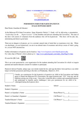 HYPNOSIS SHOW WAIVER FORM - Delawareffa - Fill and Sign Printable ...