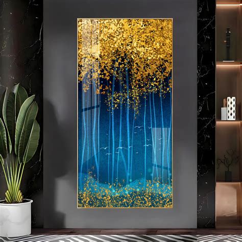 Buy Sparkling Leaves Premium Acrylic Vertical Wall Art Online @ Best ...