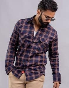 Surhi Men Checkered Casual Dark Blue Shirt - Buy Surhi Men Checkered ...