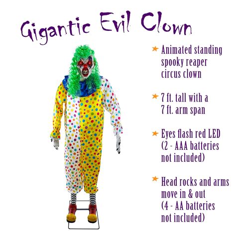 Halloween Haunters Giant 7 Foot Animated Standing Scary Circus Clown ...