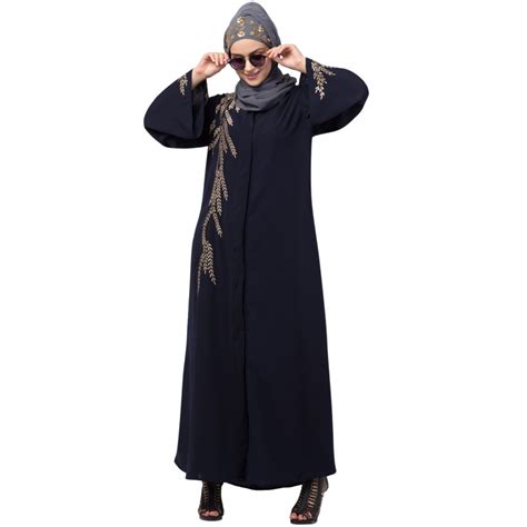 Nazneen one side & sleeve Resham Embroidery front open Abaya