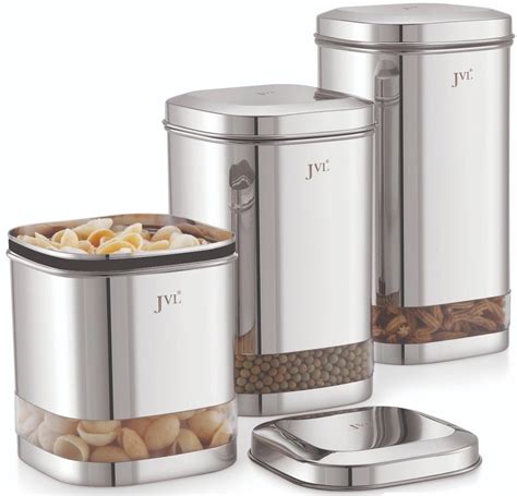 JVL Flossy Clear Canister Square Storage Boxes
