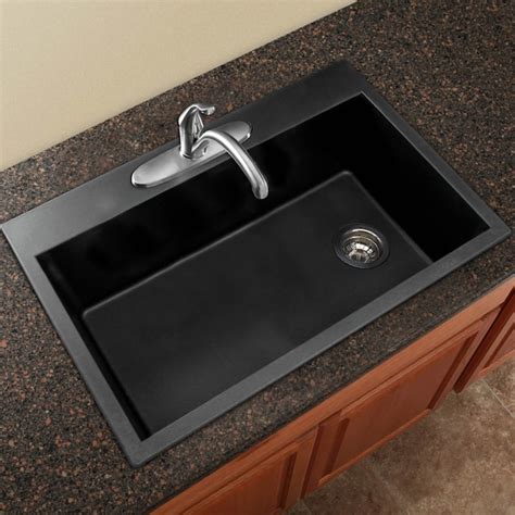 Transolid Radius Drop-in 33.0-Inches x 22.0-Inches Black Granite Single ...