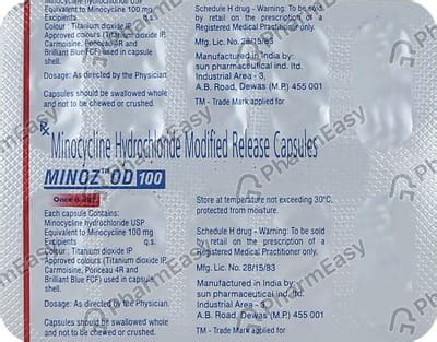 Minoz Od 100 MG Capsule (10): Uses, Side Effects, Price & Dosage ...