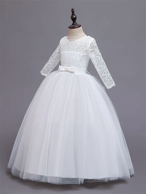 Kids Girls' Flower Girl Dress Dress Half Sleeve Wedding Party Lace up ...