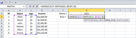 Excel Index and MATCH Functions 的图像结果