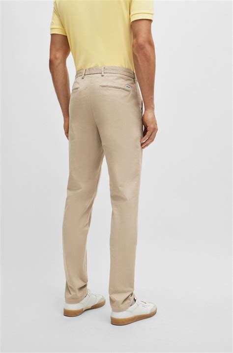 BOSS - Slim-fit chinos in stretch-cotton gabardine - Light Beige