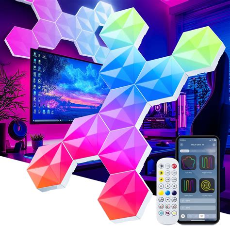 LPDISPLAY 10 Pack Smart Hexagon Light Panels, 55mm Side Length, with ...