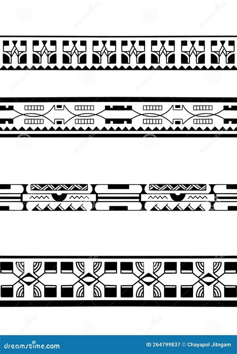 Polynesian Armband Tattoo Stencil. Pattern Samoan. Black And White ...