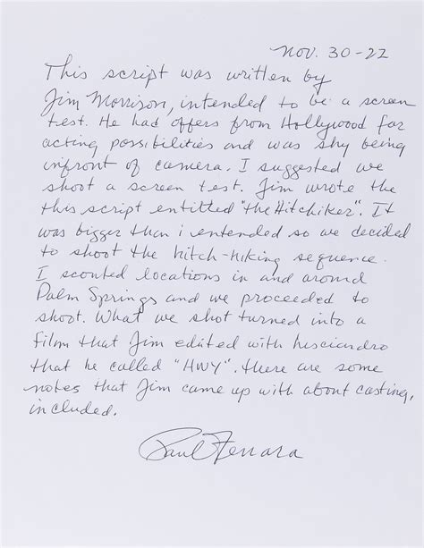 Image result for Jim Morrison Script