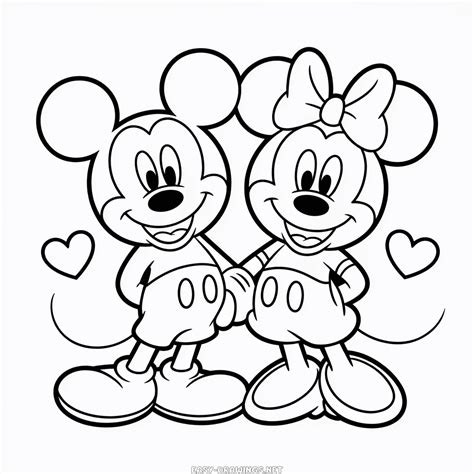 Mickey Mouse Couple Easy Drawing in 2025 | Mickey mouse coloring pages ...