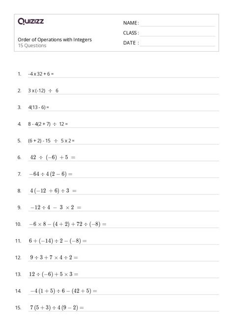 Image result for Integer Order of Operations