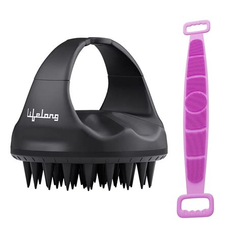 Lifelong Silicone Scalp Massager Shampoo Brush with Body Scrubber ...