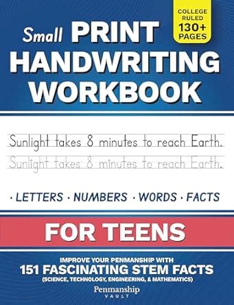 Small Print Handwriting Workbook for Teens: Improve your Penmanship ...