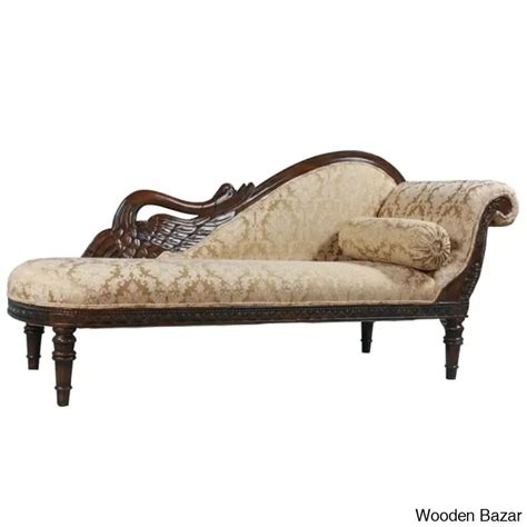 Swan Fainting Upholstered Chaise Lounge - Wooden Bazar