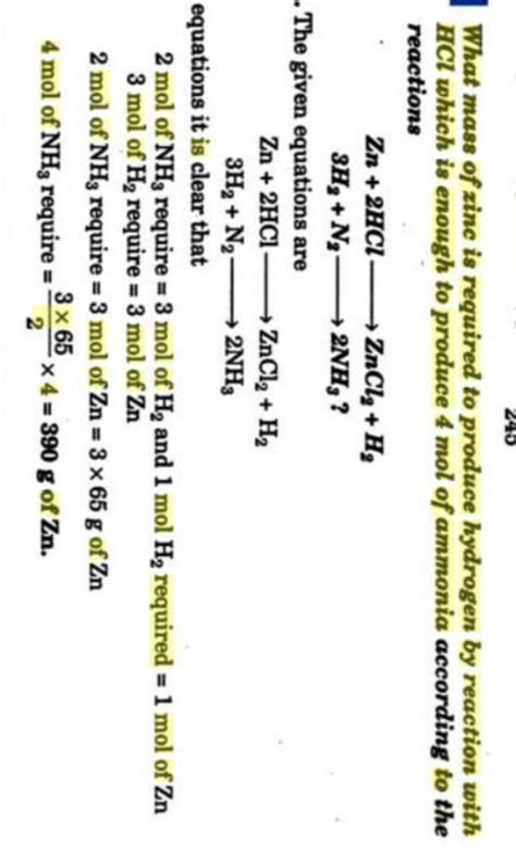 What mass of zinc is required to produce hydrogen by reaction with hcl ...