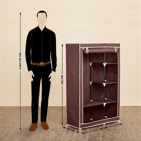 Buy Helios Primus Brown Fabric Collapsible One-Door Wardrobe With Six ...