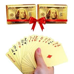 Set of 2 Gold Plated Poker Playing Cards Flexible, Waterproof PVC ...