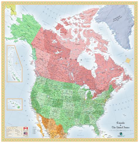 USA and Canada Wall Map | Maps.com.com