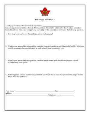 18 Printable personal reference examples Forms and Templates - Fillable ...