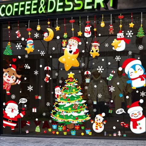 Home Christmas Windows Clings Easy To Remove Window For Glass ...