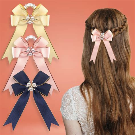 Buy Majestique Satin Hair Bow Ponytail Rubber Band With Brooch ...