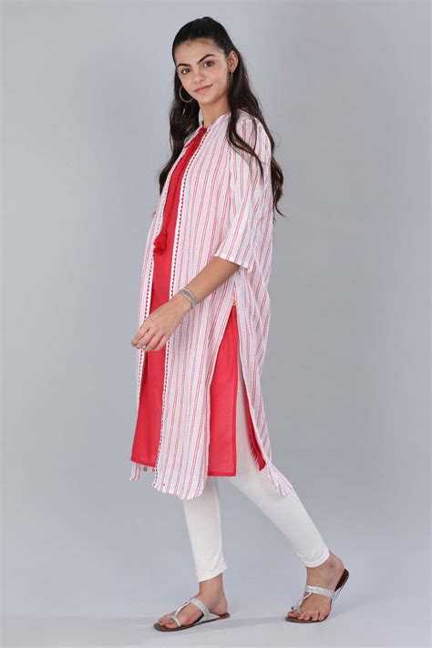 Buy Red & White Striped kurta Online for Woman | Shop for Aurelia