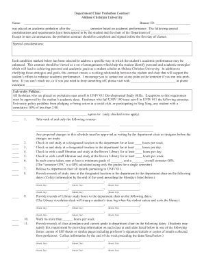 Fillable Online acu Department Chair Probation Contract Abilene ...