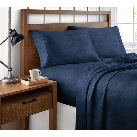 Brielle Home Queen 300-Thread Count Organic Cotton Navy Bed Sheets in ...