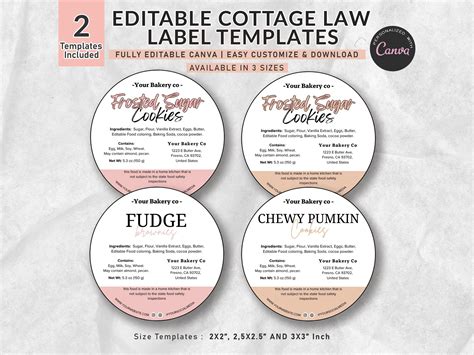 Editable Cottage Law Label Template, Food Label Sticker, Cottage Food ...