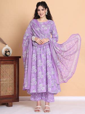 Buy Secret Wish Lilac Floral Cotton Maternity Kurta with Pant and ...