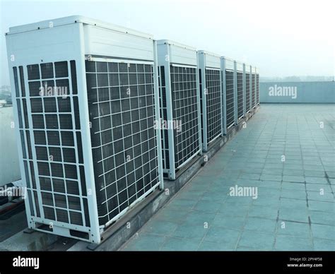 Industrial air conditioner condensers (outside unit) at the Office ...