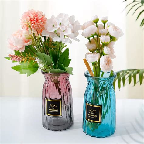 Buy Ekhasa Blue & Red Flower Glass Vase for Home Decor | Glass Vases ...