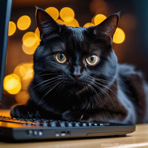 Funny Black Cat Gaming | Stable Diffusion Online