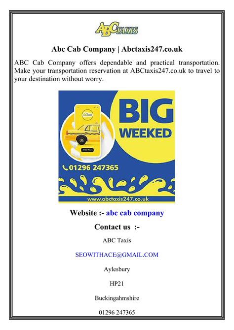PPT - Abc Cab Company Abctaxis247.co.uk PowerPoint Presentation, free download - ID:13355639
