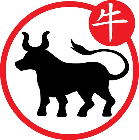 Chinese calendar year of the bull silhouettes. Asian New Year symbol ...