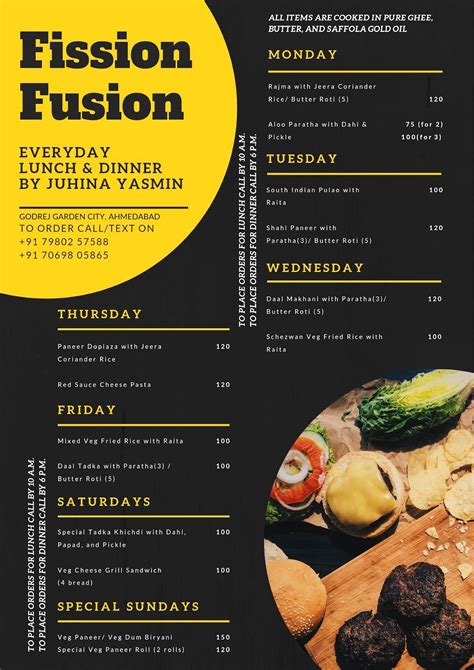Menu at Fission Fusion, Ahmedabad
