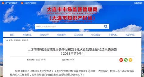 辽宁省大连市市场监管局关于239批次食品安全抽检结果的通告（2022年第4号）-中国质量新闻网