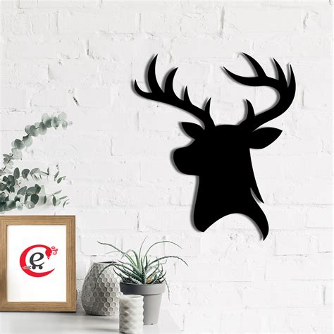 "Reindeer" Black Engineered Wood Wall Art Cutout, Ready to Hang Home ...