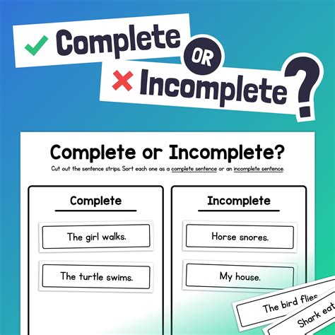 Complete or Incomplete Sentences Center (Printable PDF) – That Little Robot