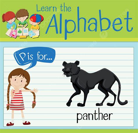 Flashcard Letter P Is For Panther Animal Image Words Vector, Animal ...