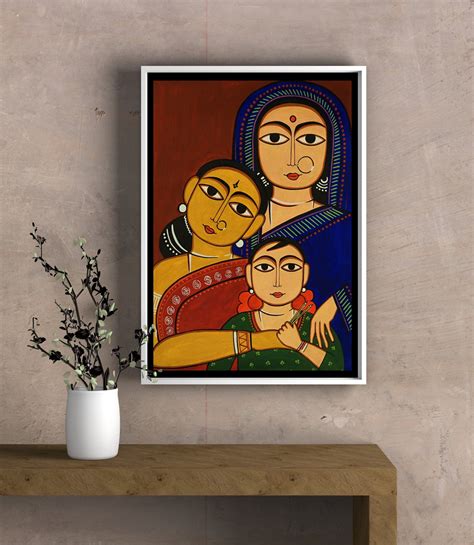 Buy Art Print - 3 Generations of Women Ethnic Indian Jamini Roy ...