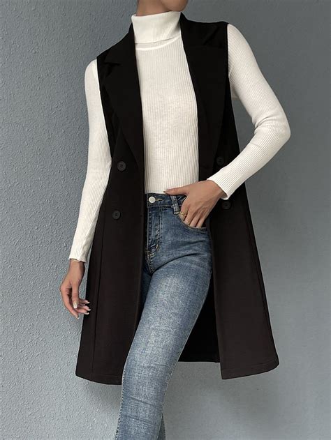 SHEIN USA | Black vest outfit, Vest outfits for women, Sleeveless coat ...