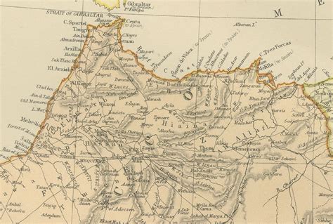 Morocco, Algeria and Tunis, Antique Map of North Africa, Blackie, 1882 For Sale at 1stDibs ...