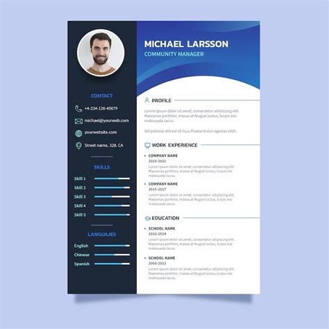 Modello blu curriculum vitae | Vettore Gratis