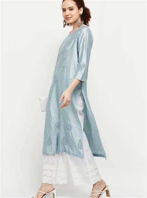 Buy Women Embroidered Round Neck Straight Kurta Online at just Rs. 999. ...