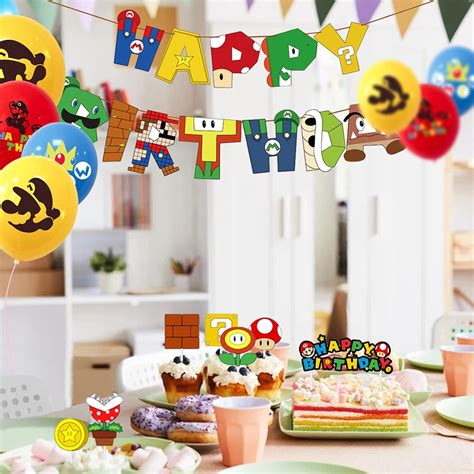 Buy MoYaGoa Mario Birthday Decoration Balloons Party Balloons Cake ...