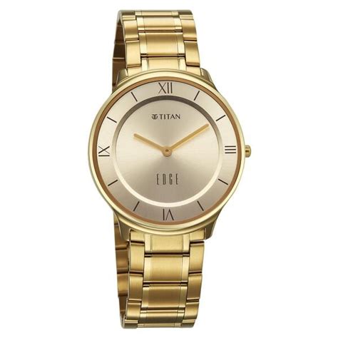Buy Online Titan Edge Gleam Quartz Analog Champagne Dial Golden ...